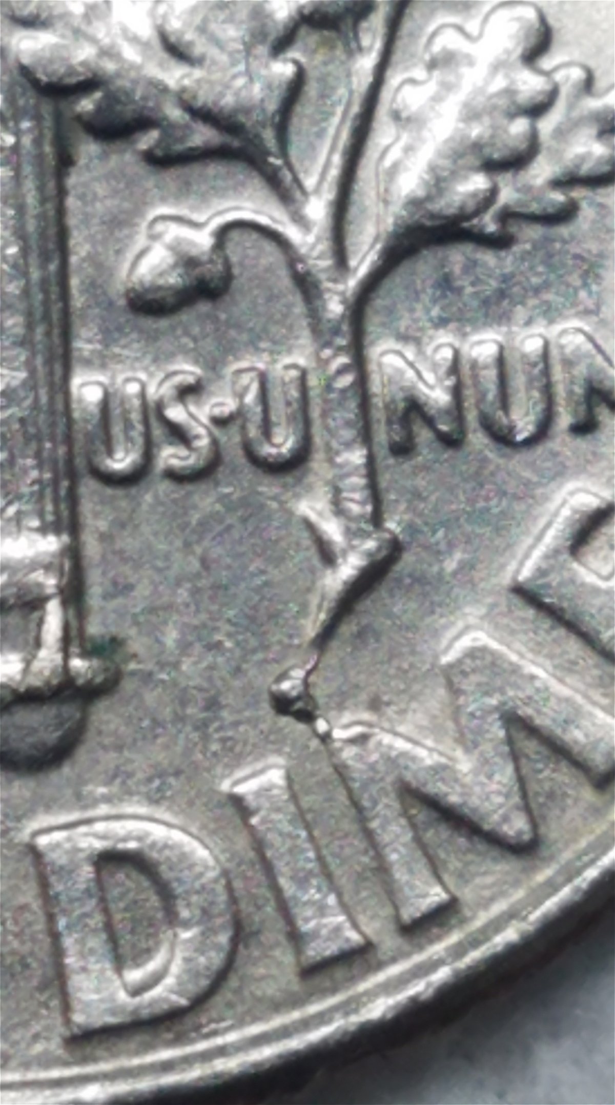 2007-P-Roosevelt-Dime-Idb-At-The-End-Of-Branch-Connected-To-Top-Of-Letter-M